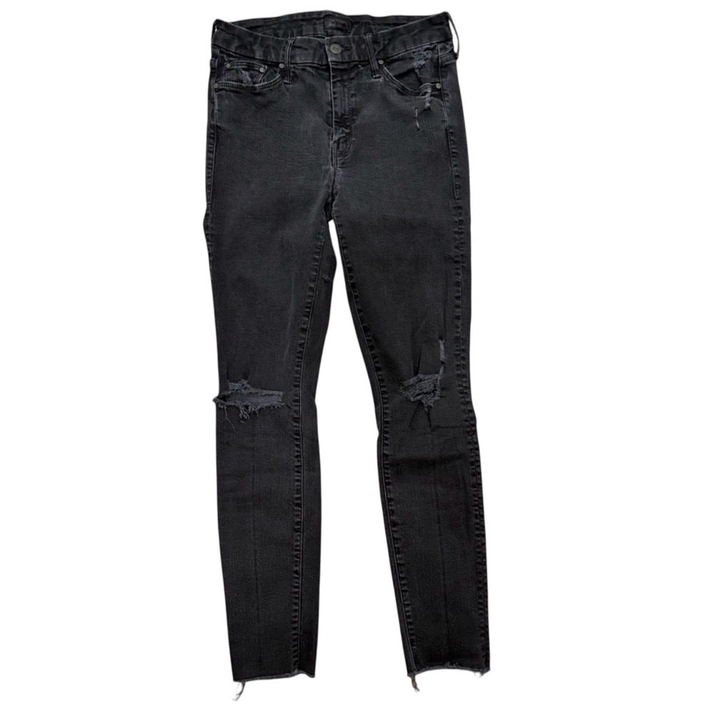 MOTHER Black Distressed Skinny Jeans size 27